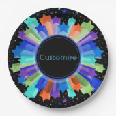 Assiettes En Carton Plaques papier colorées Rainbow Starburst Party (Devant)