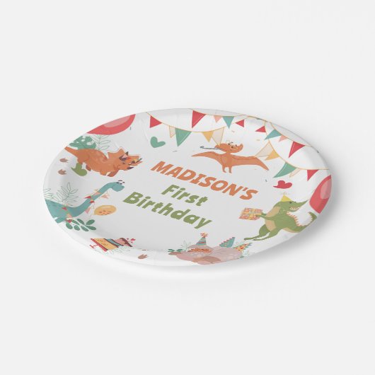 Assiettes En Carton Plaques Papier Cute Dinosaur (Angle)