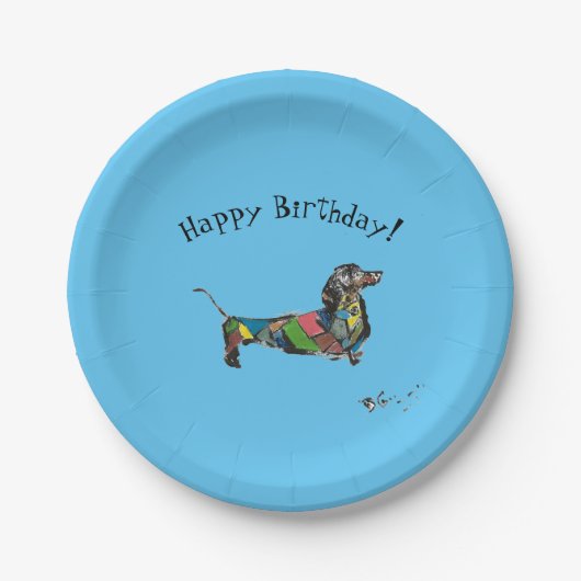 Assiettes En Carton Plaques papier d'anniversaire avec Dachshund (Devant)