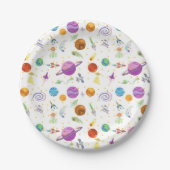 Assiettes En Carton Plaques papier d'anniversaire de voyage spatial (Devant)