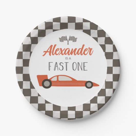 Assiettes En Carton Plaques papier d'anniversaire Fast One Red Race Ca (Devant)