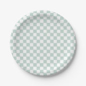 Assiettes En Carton Plaques papier d'anniversaire Green Retro Checker (Devant)