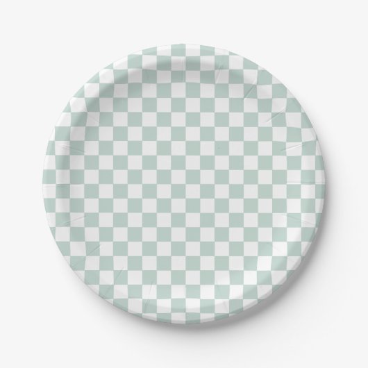 Assiettes En Carton Plaques papier d'anniversaire Green Retro Checker (Devant)