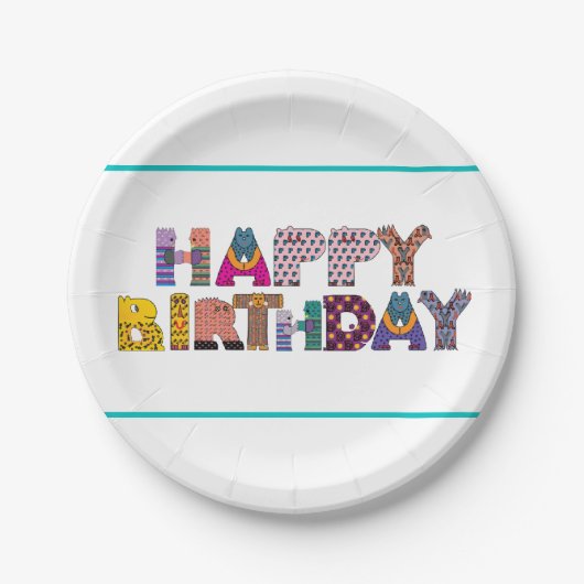 Assiettes En Carton Plaques papier d'anniversaire joyeuses (Devant)