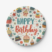 Assiettes En Carton Plaques papier d'anniversaire joyeuses (Devant)