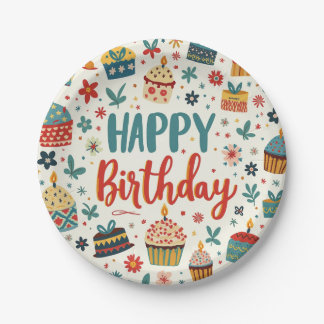 Assiettes En Carton Plaques papier d'anniversaire joyeuses