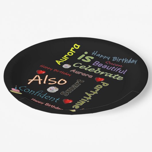 Assiettes En Carton Plaques papier d'anniversaire joyeuses Aurora (Angle)