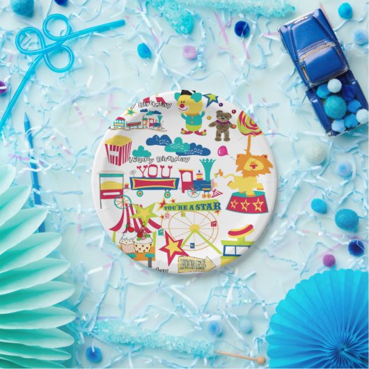 Assiettes En Carton Plaques papier d'anniversaire joyeuses Carnaval Ci (Fête)