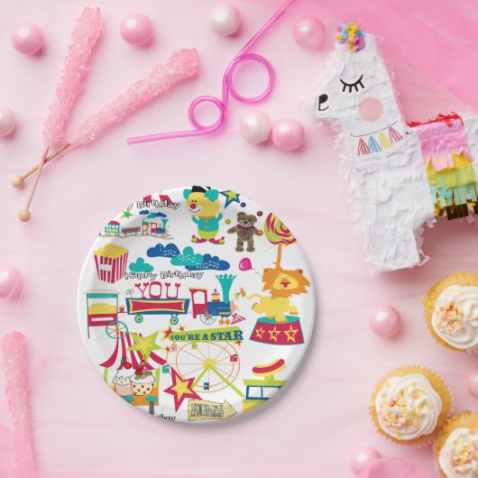 Assiettes En Carton Plaques papier d'anniversaire joyeuses Carnaval Ci (Fête)