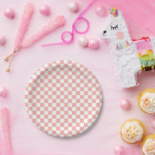 Assiettes En Carton Plaques papier d'anniversaire Pink Retro Checker (Fête)