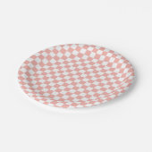 Assiettes En Carton Plaques papier d'anniversaire Pink Retro Checker (Angle)