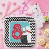 Assiettes En Carton Plaques papier d'anniversaire Retro Chevron Bowlin (Fête)