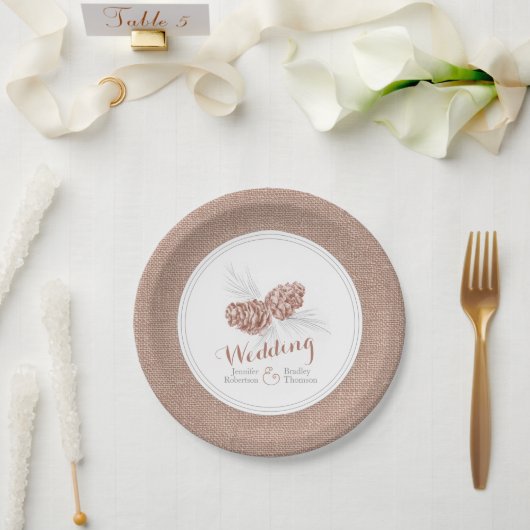 Assiettes En Carton Plaques papier d'art Brown pour cônes de pin d'hiv (Mariage)