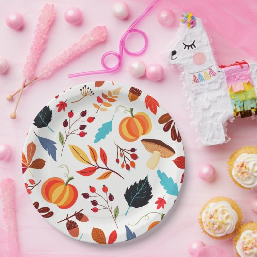 Assiettes En Carton Plaques papier d'automne motif (Fête)