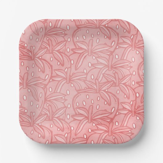 Assiettes En Carton Plaques papier de fête d'anniversaire de fraise (Recto)