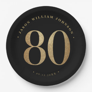 Assiettes En Carton Plaques papier de la fête du 80e anniversaire