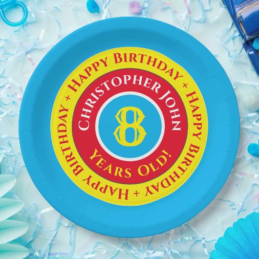 Assiettes En Carton Plaques papier de la fête du 8e anniversaire