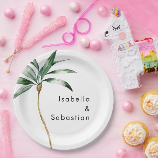 Assiettes En Carton Plaques Papier de mariage de destination Palm Tree (Fête)