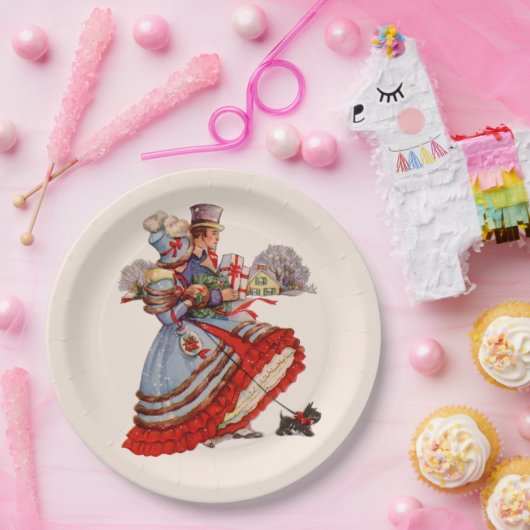 Assiettes En Carton Plaques papier de Noël à l'ancienne mode (Fête)