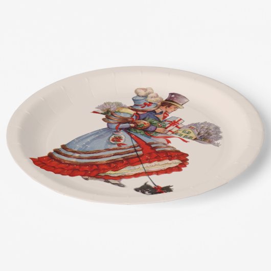 Assiettes En Carton Plaques papier de Noël à l'ancienne mode (Angle)