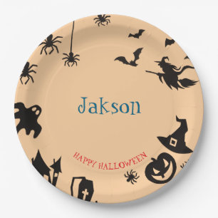 Assiettes En Carton Plaques papier de nom d'Halloween mignonnes - Pers