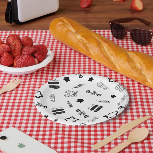 Assiettes En Carton Plaques papier de planche à roulettes 7" (Pique-nique)