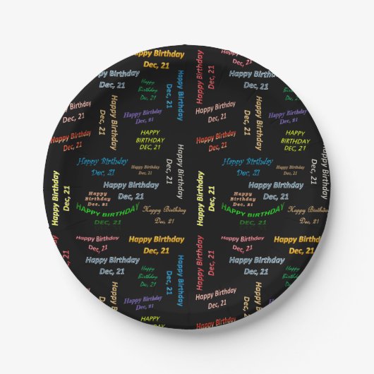 Assiettes En Carton Plaques papier décembre, 21 Anniversaire (Devant)