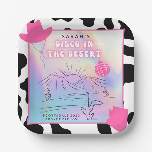 Assiettes En Carton Plaques papier "Disco in the Desert" Bach Party (Recto)