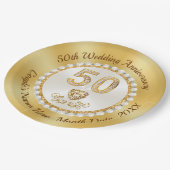 Assiettes En Carton Plaques papier du 50e anniversaire du Mariage, 7 o (Angle)