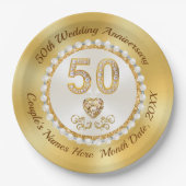 Assiettes En Carton Plaques papier du 50e anniversaire du Mariage, 7 o (Devant)