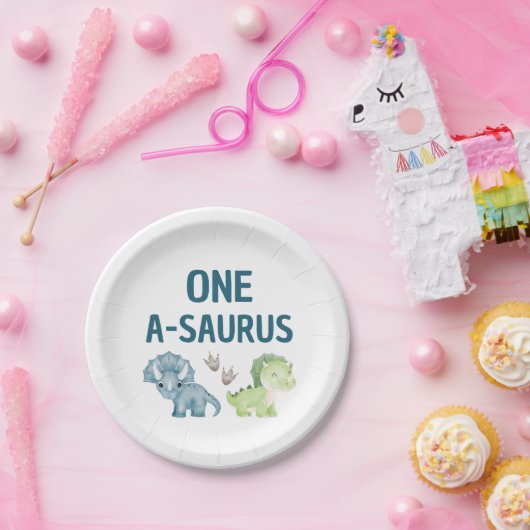 Assiettes En Carton Plaques papier d'un an à un saurus 1er anniversair (Fête)