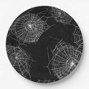 Assiettes En Carton Plaques papier éffrayantes Black & White Spiderweb