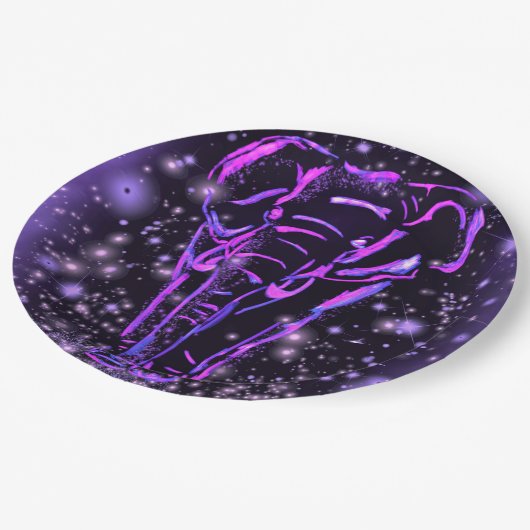 Assiettes En Carton Plaques Papier Eléphane En Rose Violet Starry Nuit (Angle)