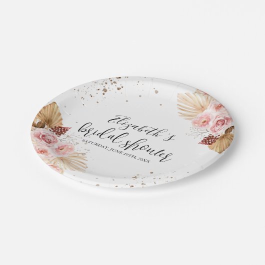 Assiettes En Carton Plaques papier Fête des mariées aquarelle | Boho (Angle)