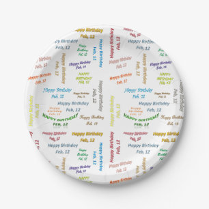 Assiettes En Carton Plaques papier Février, 12 Anniversaire