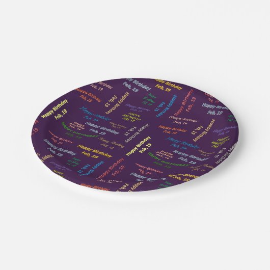 Assiettes En Carton Plaques papier Février, 19 Anniversaire (Angle)