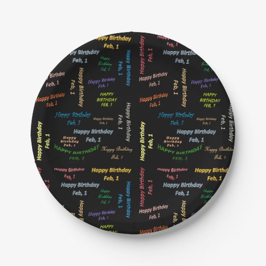 Assiettes En Carton Plaques papier Février, 1er Anniversaire (Devant)