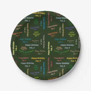 Assiettes En Carton Plaques papier Février, 9 Anniversaire