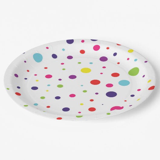 Assiettes En Carton Plaques papier Fiesta Polka Dot Vibrantes (Angle)