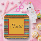 Assiettes En Carton Plaques papier "Fiesta" rayées aztèques (Fête)