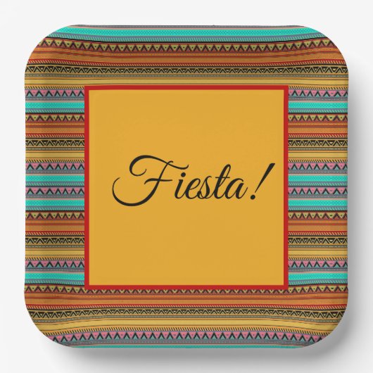Assiettes En Carton Plaques papier "Fiesta" rayées aztèques (Recto)