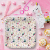 Assiettes En Carton Plaques papier fleur sauvage et colibri (Fête)