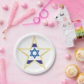Assiettes En Carton Plaques papier Gold Star Israël (Fête)