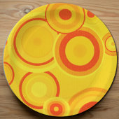 Assiettes En Carton Plaques papier Gras Retro Circles - Jaune & Orange