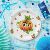Assiettes En Carton Plaques papier Halloween - Drôle visage Citrouille (Fête)