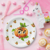 Assiettes En Carton Plaques papier Halloween - Drôle visage Citrouille (Fête)