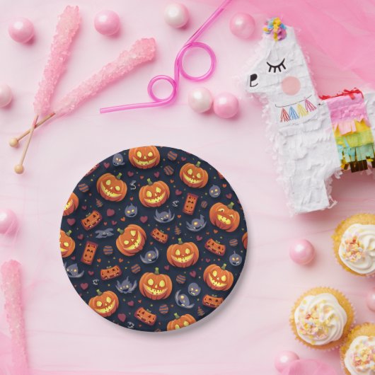 Assiettes En Carton Plaques papier Halloween joyeuses (Fête)