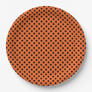 Assiettes En Carton Plaques papier Halloween/Orange avec point Polka N