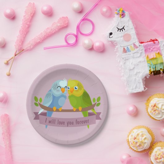 Assiettes En Carton Plaques papier Inséparables mignonnes (Fête)