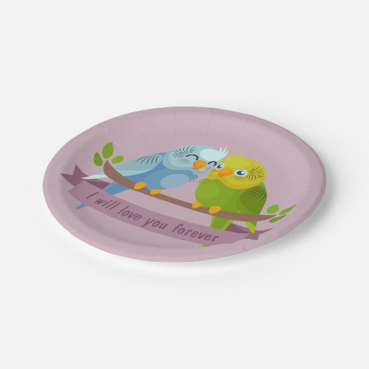 Assiettes En Carton Plaques papier Inséparables mignonnes (Angle)